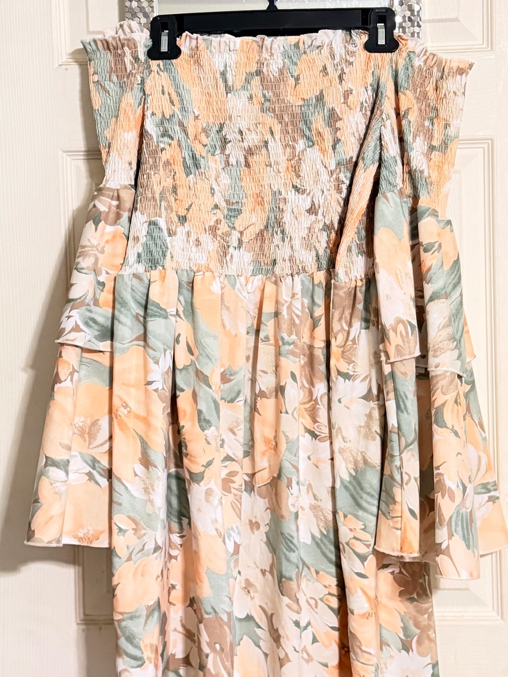 Peach Floral Off-Shoulder Dress